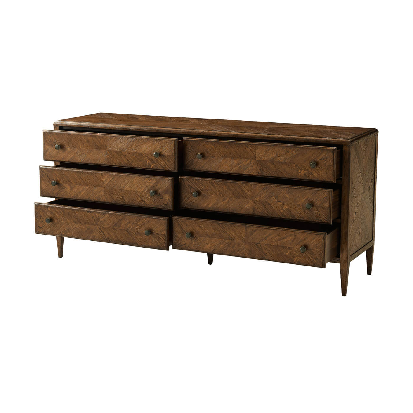Oak Parquetry Six Drawer Dresser - English Georgian America