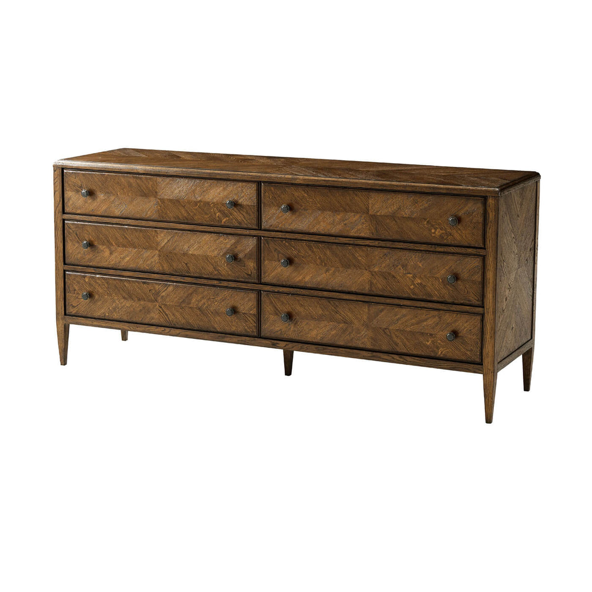 Oak Parquetry Six Drawer Dresser - English Georgian America