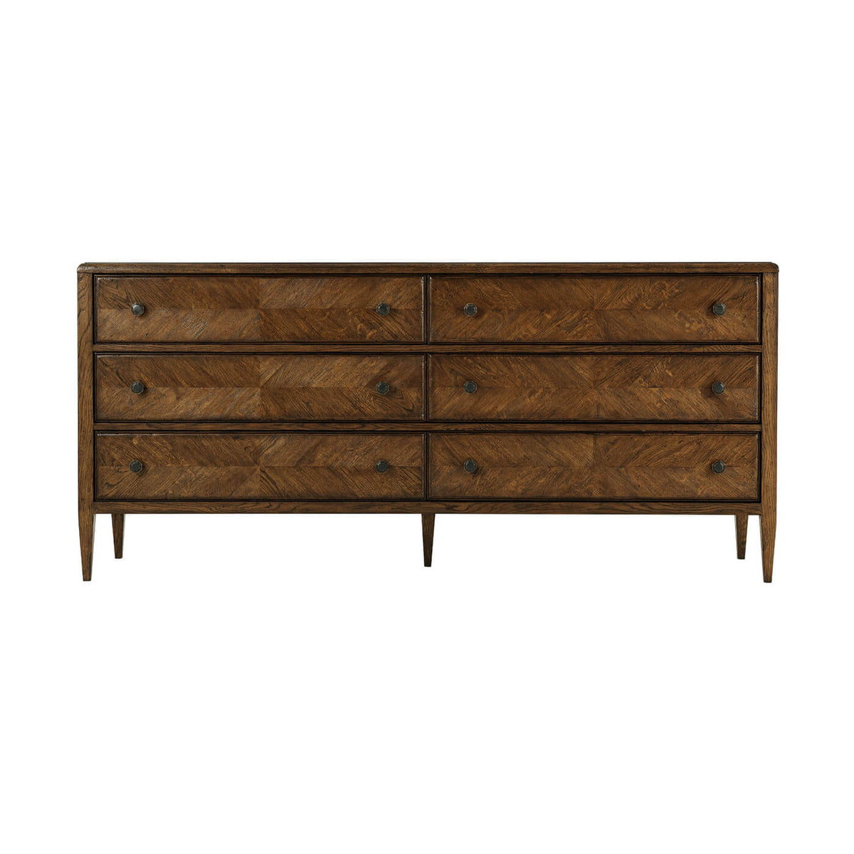 Oak Parquetry Six Drawer Dresser - English Georgian America