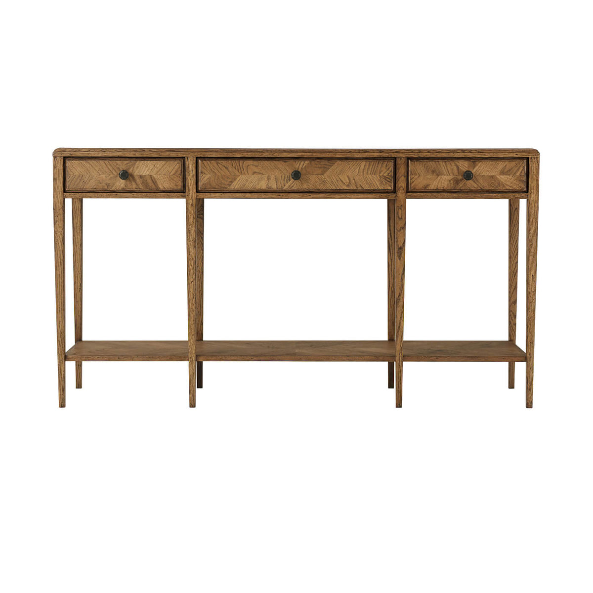 Oak Parquetry Two Tier Console Table - English Georgian America