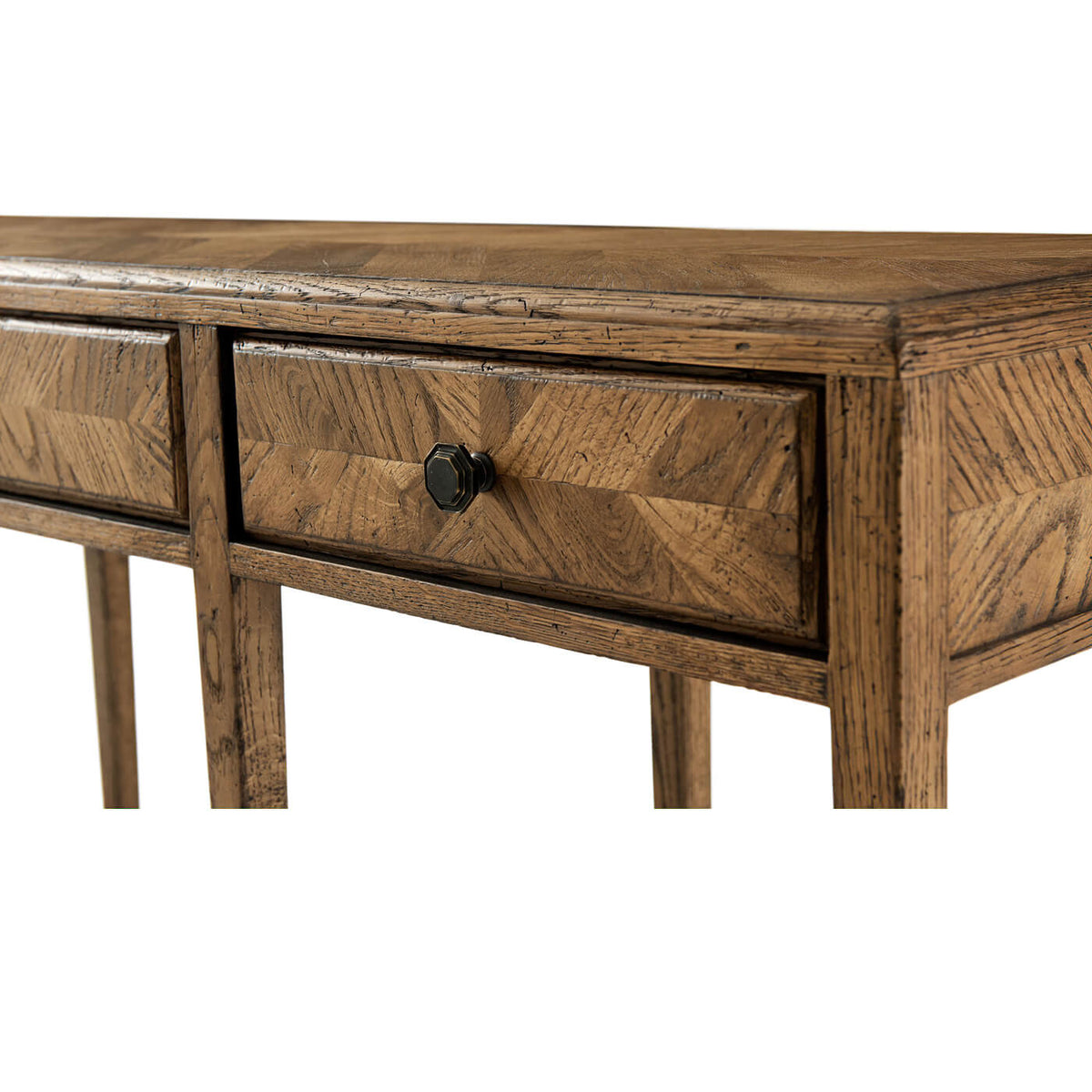 Oak Parquetry Two Tier Console Table - English Georgian America