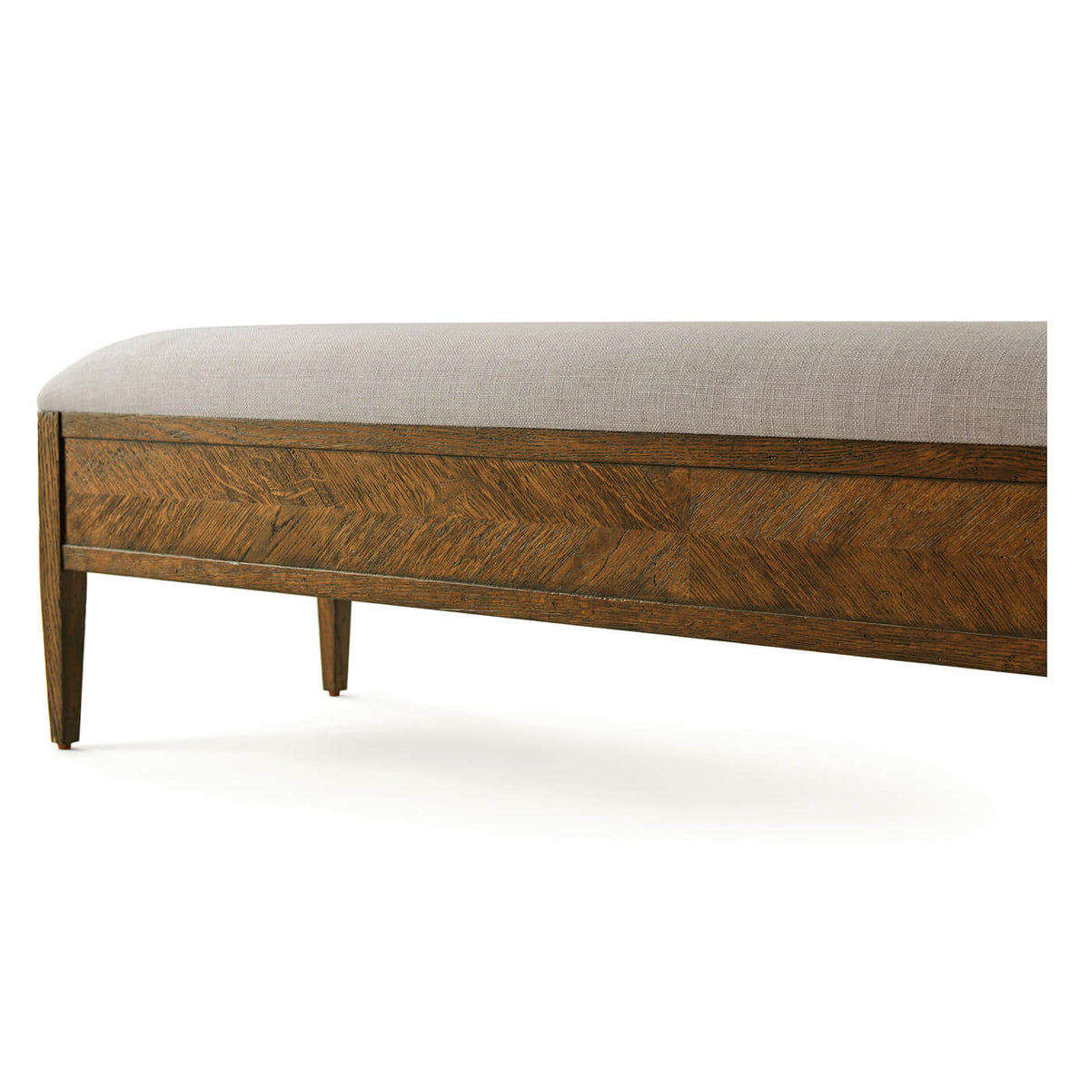 Oak Parquetry Upholstered Bench - Dark Oak - English Georgian America