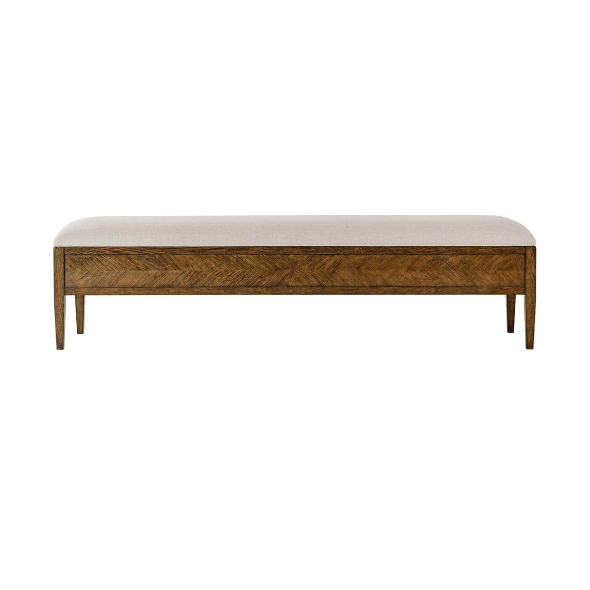 Oak Parquetry Upholstered Bench - Dark Oak - English Georgian America