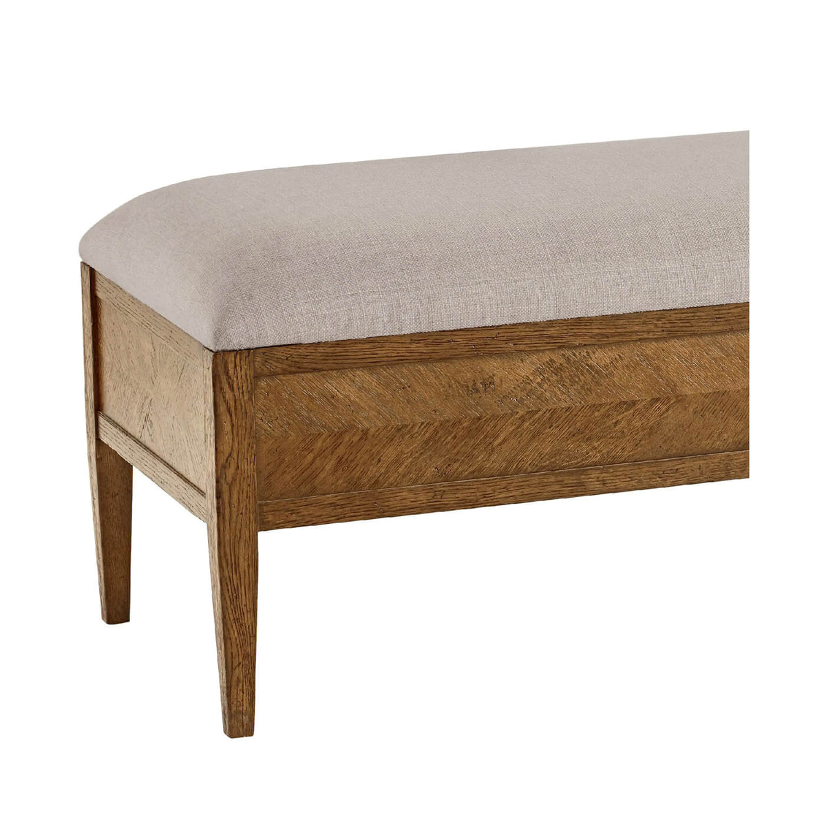 Oak Parquetry Upholstered Bench - Light Oak - English Georgian America