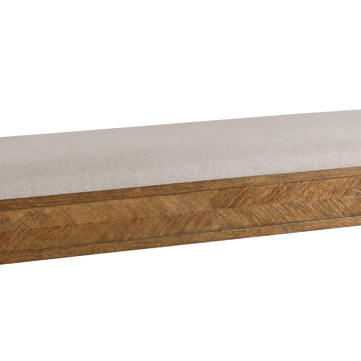 Oak Parquetry Upholstered Bench - Light Oak - English Georgian America