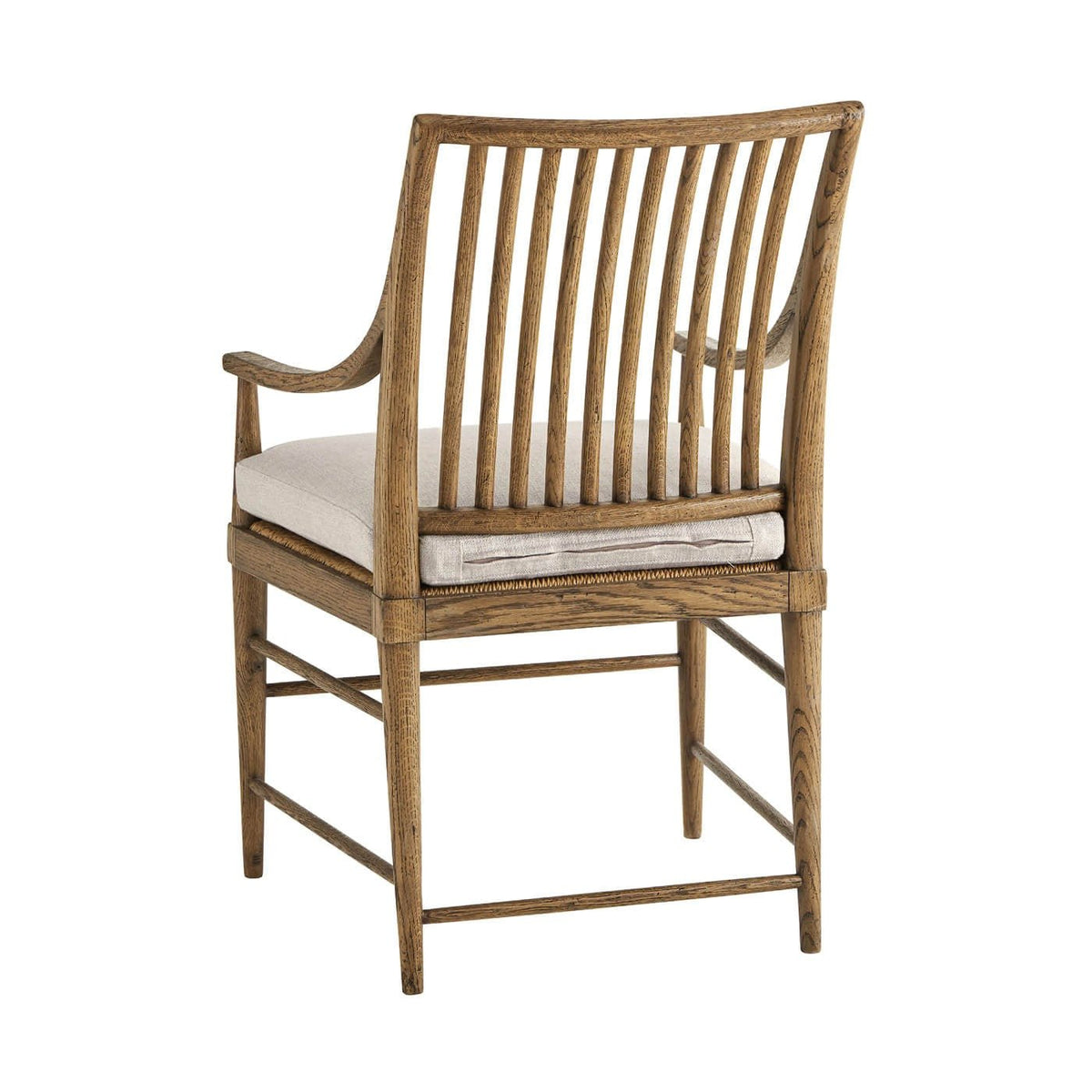 Oak Slat Back Dining Arm Chair - Light - English Georgian America