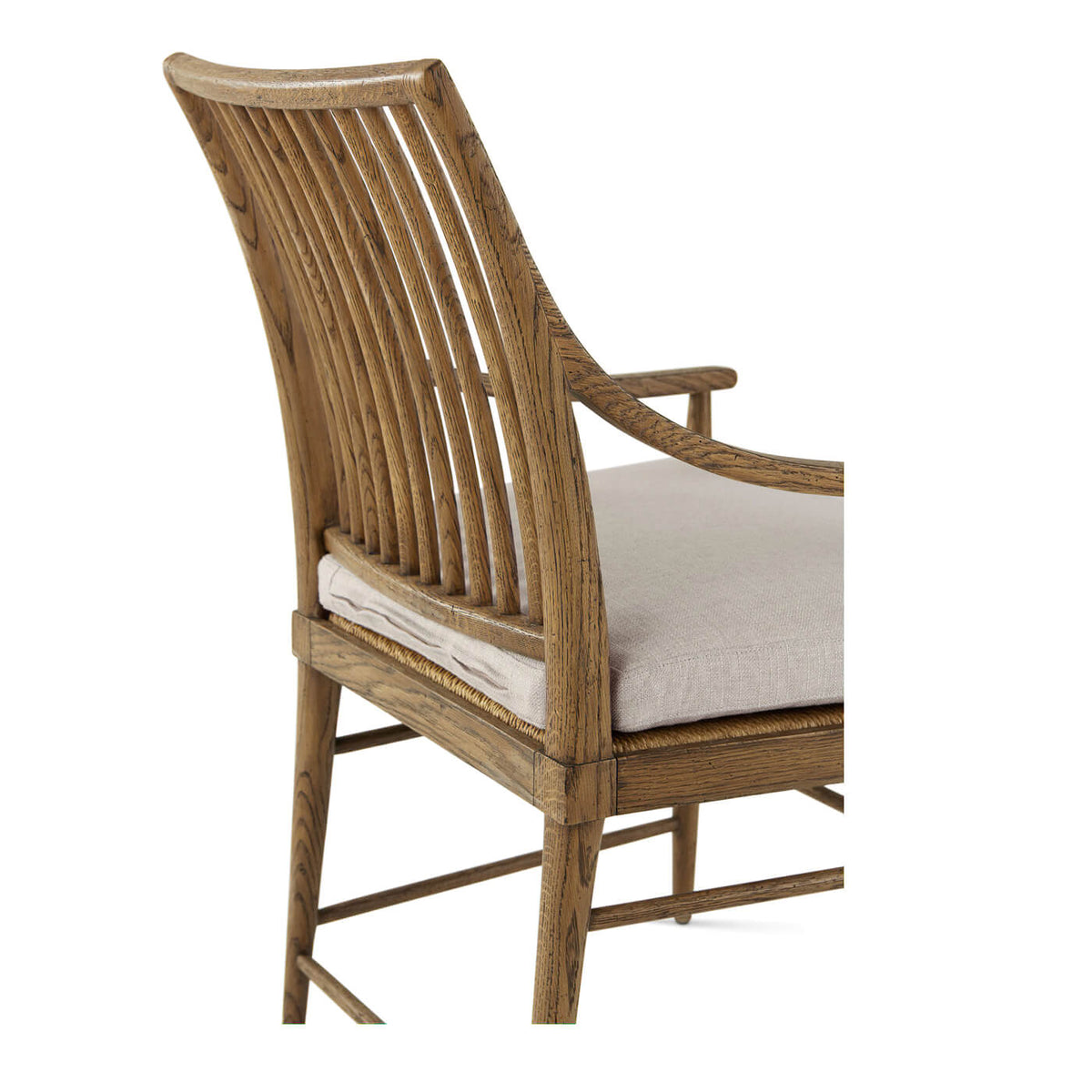 Oak Slat Back Dining Arm Chair - Light - English Georgian America