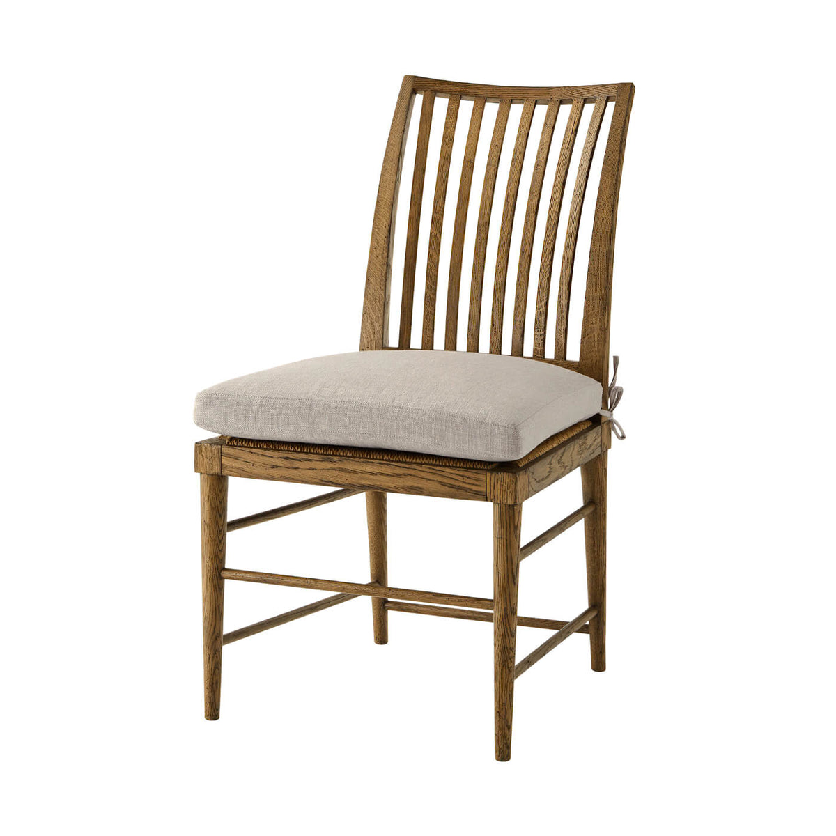 Oak Slatted Back Dining Chair - Light Oak - English Georgian America