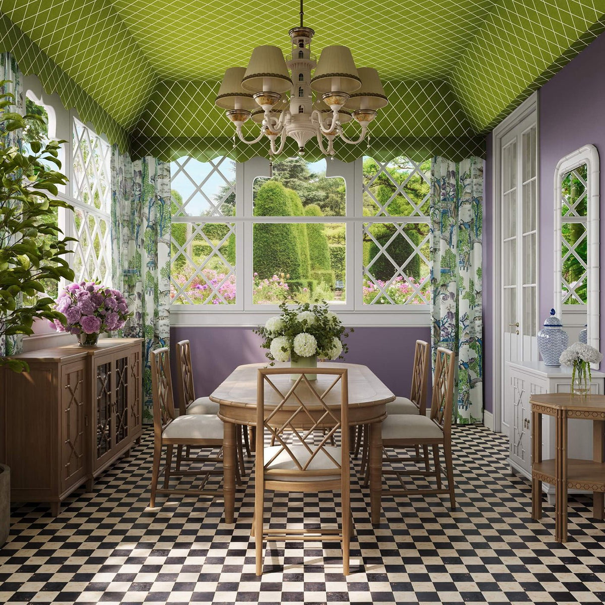 Octagon Faux Bamboo Side Table - English Georgian America