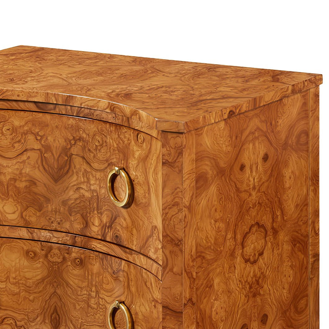 Olive Ash Burl Bedside Chest - English Georgian America