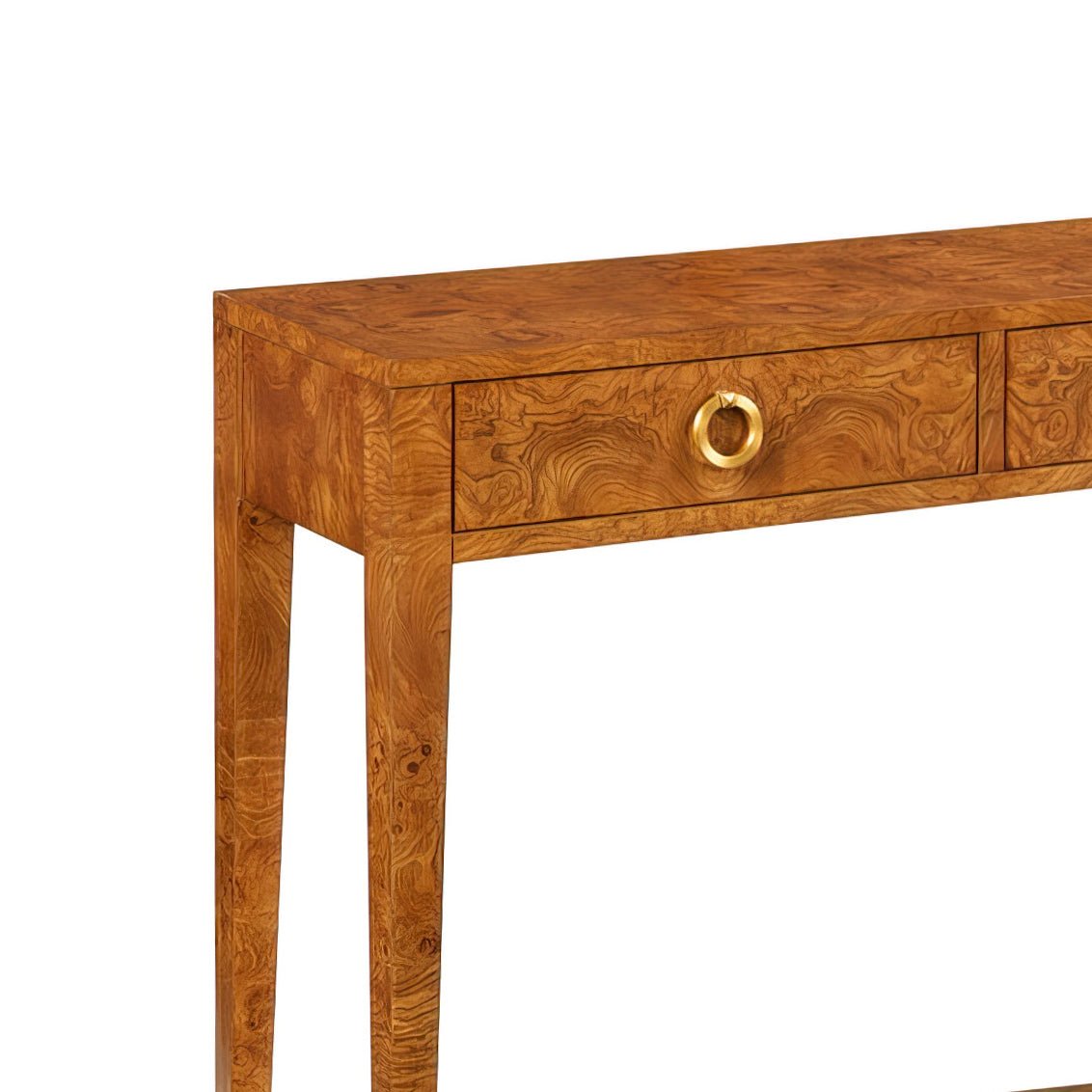 Olive Ash Burl Console Table - English Georgian America