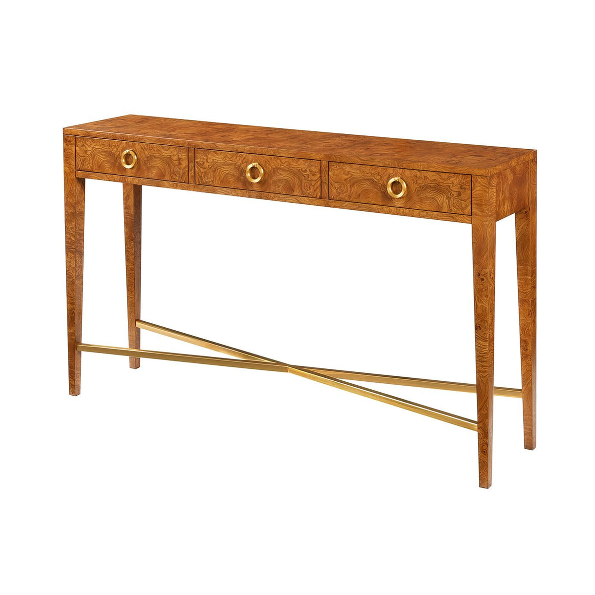 Olive Ash Burl Console Table - English Georgian America