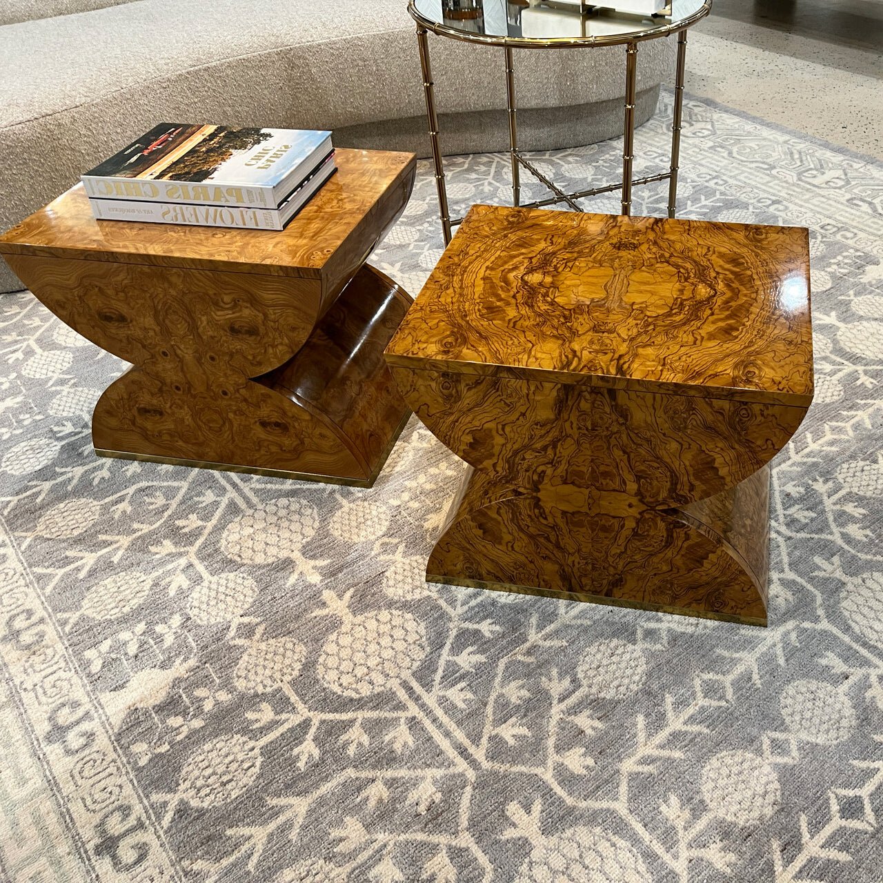 Olive Ash Burl Wood Accent Table - English Georgian America