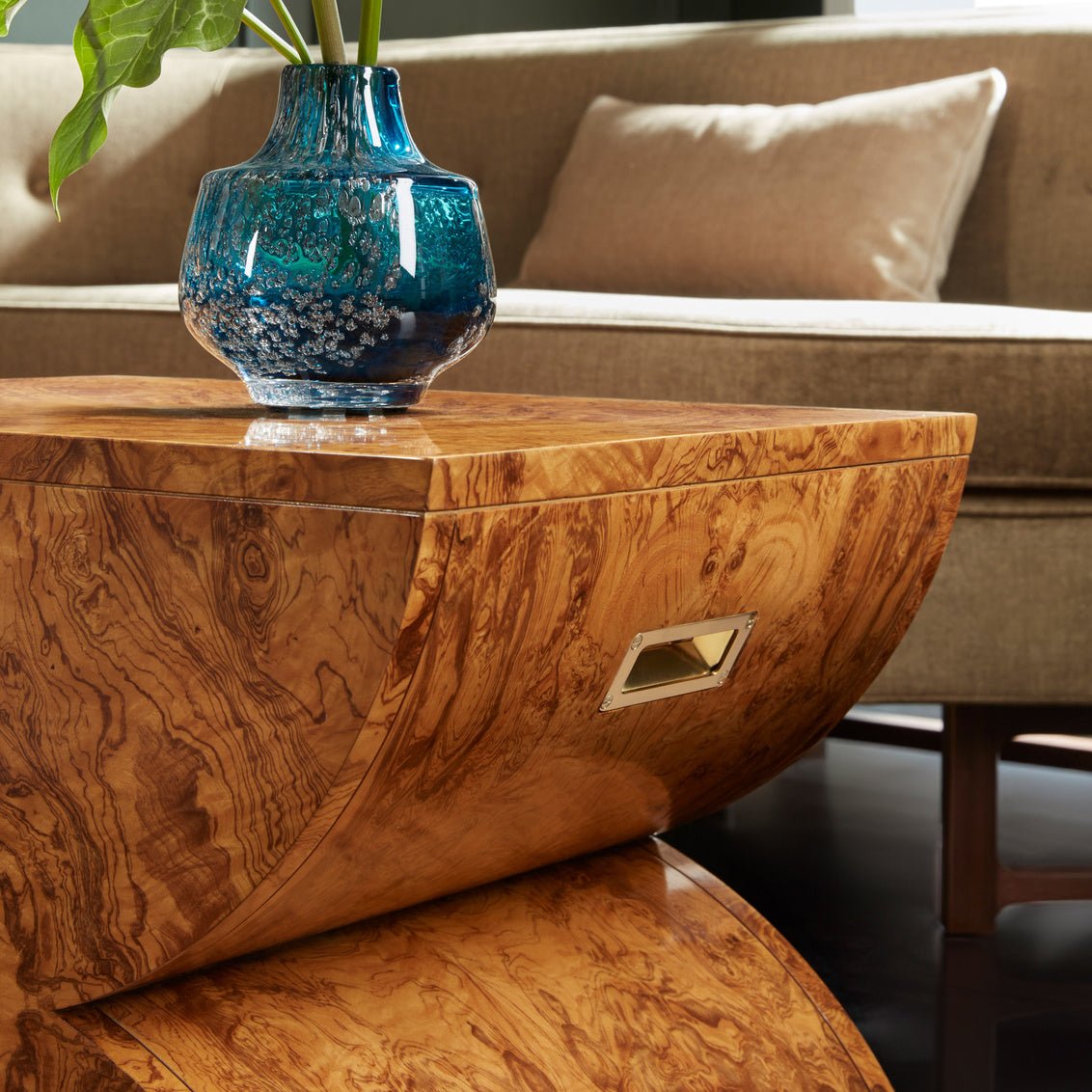 Olive Ash Burl Wood Accent Table - English Georgian America