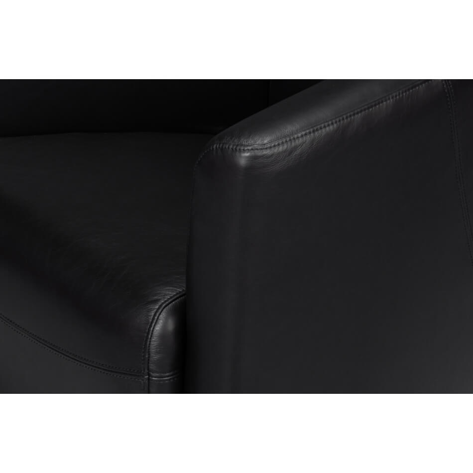 Onyx Black Leather Club Chair - English Georgian America