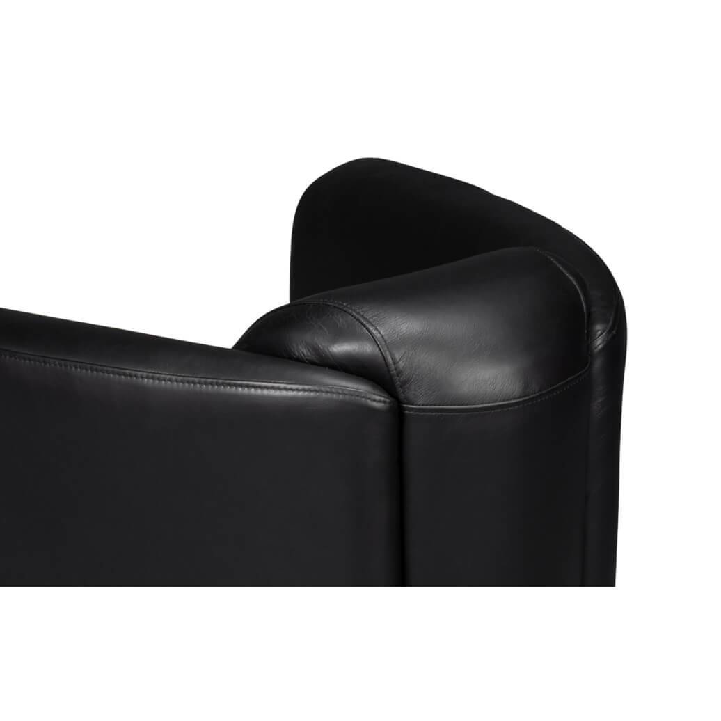 Onyx Black Leather Club Chair - English Georgian America