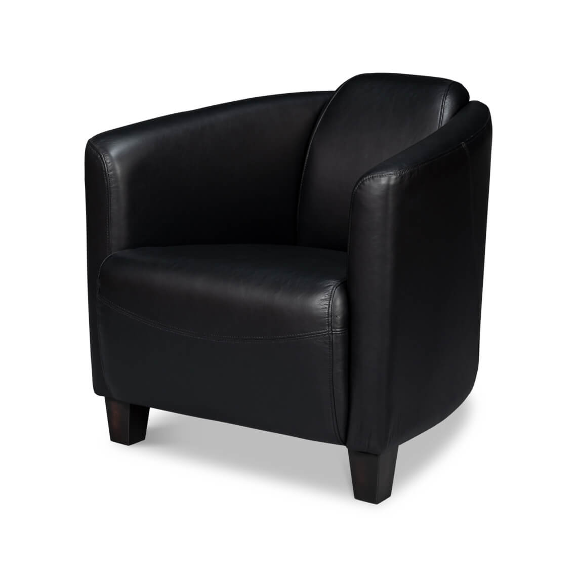 Onyx Black Leather Club Chair - English Georgian America
