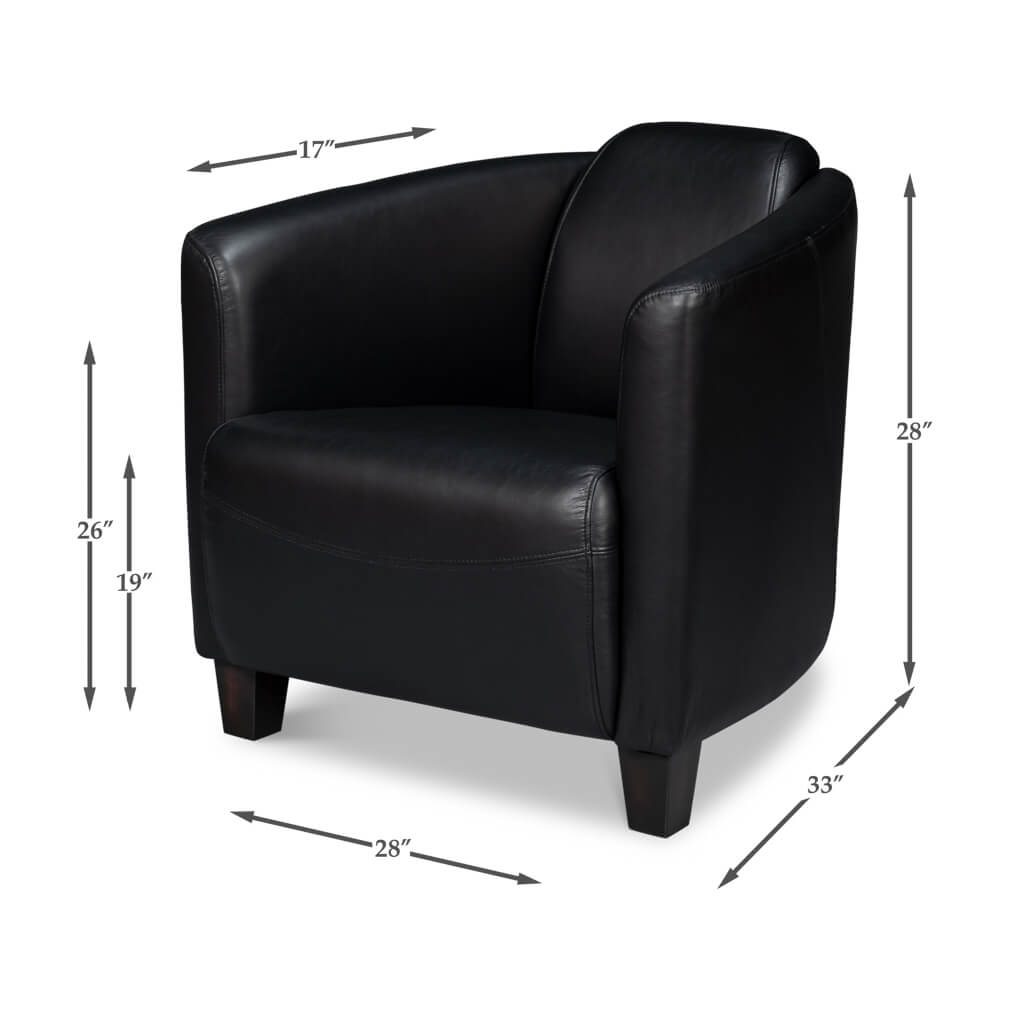 Onyx Black Leather Club Chair - English Georgian America