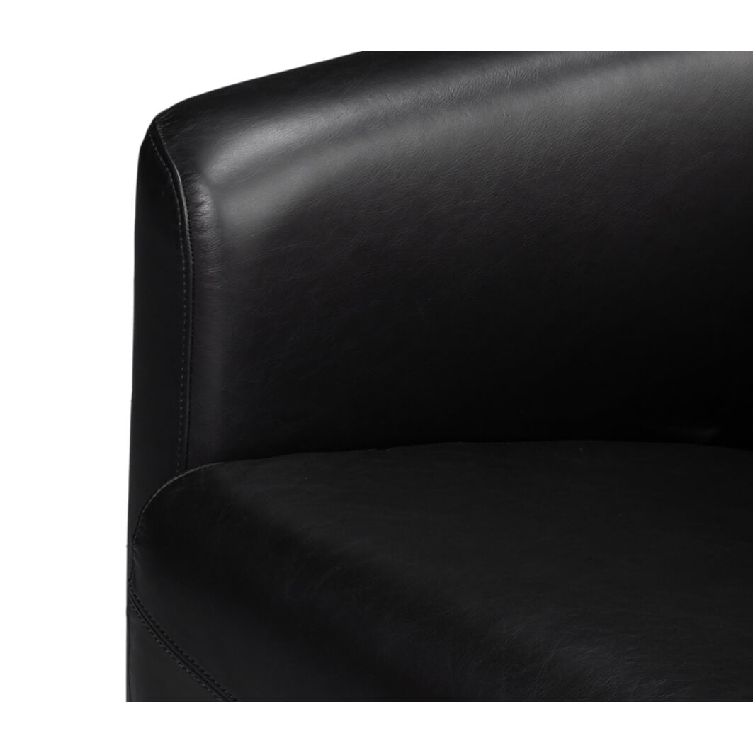 Onyx Black Leather Club Chair - English Georgian America