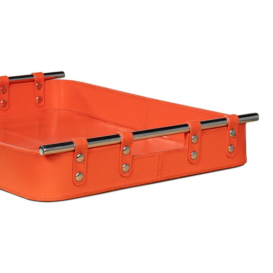Orange Leather Tray - English Georgian America
