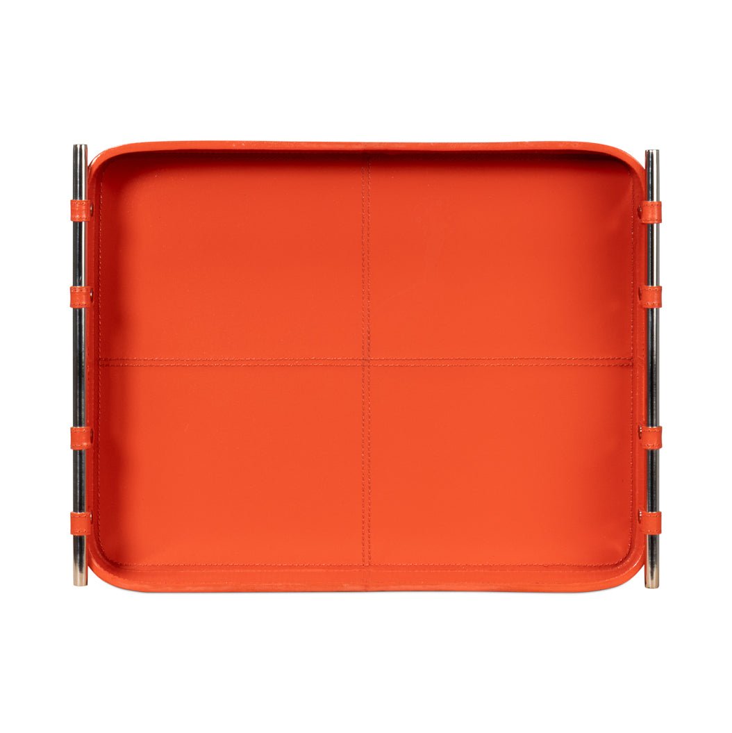 Orange Leather Tray - English Georgian America