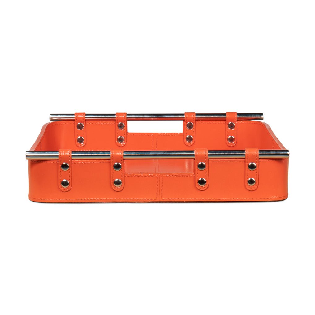 Orange Leather Tray - English Georgian America