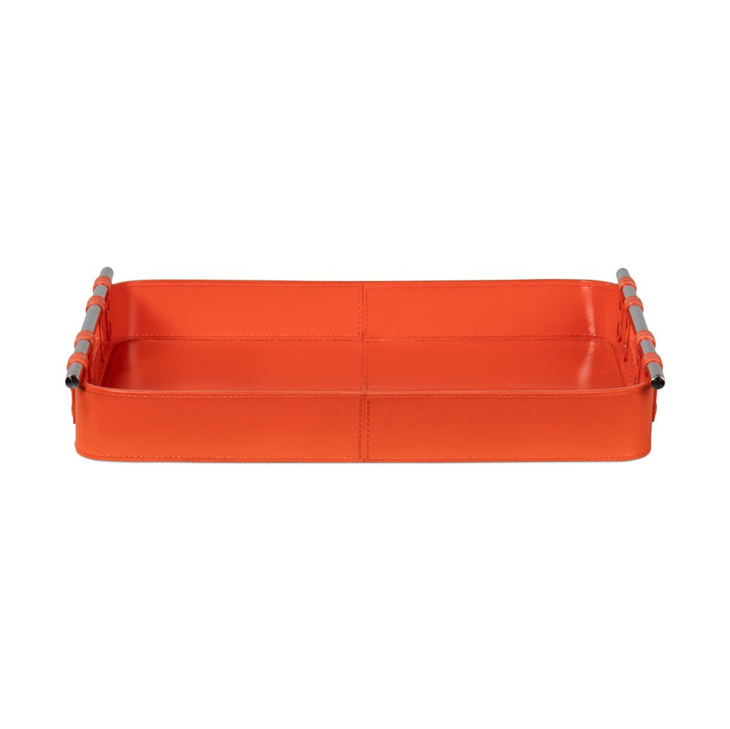 Orange Leather Tray - English Georgian America