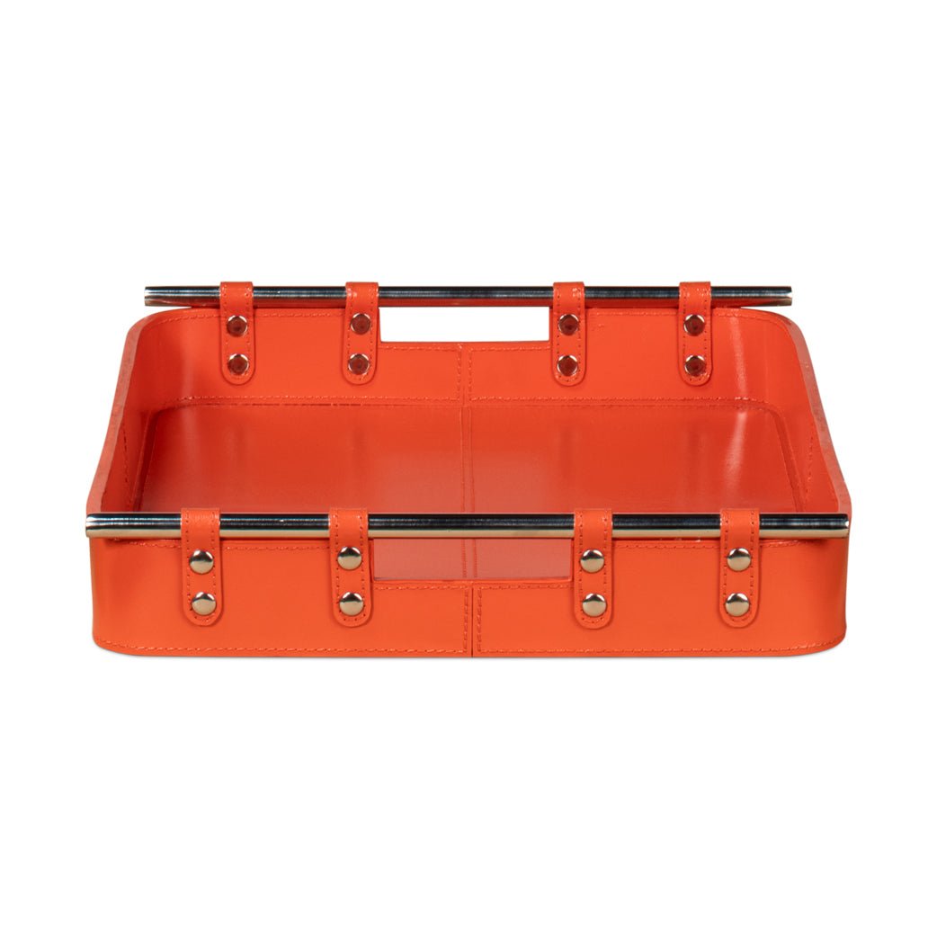 Orange Leather Tray - English Georgian America