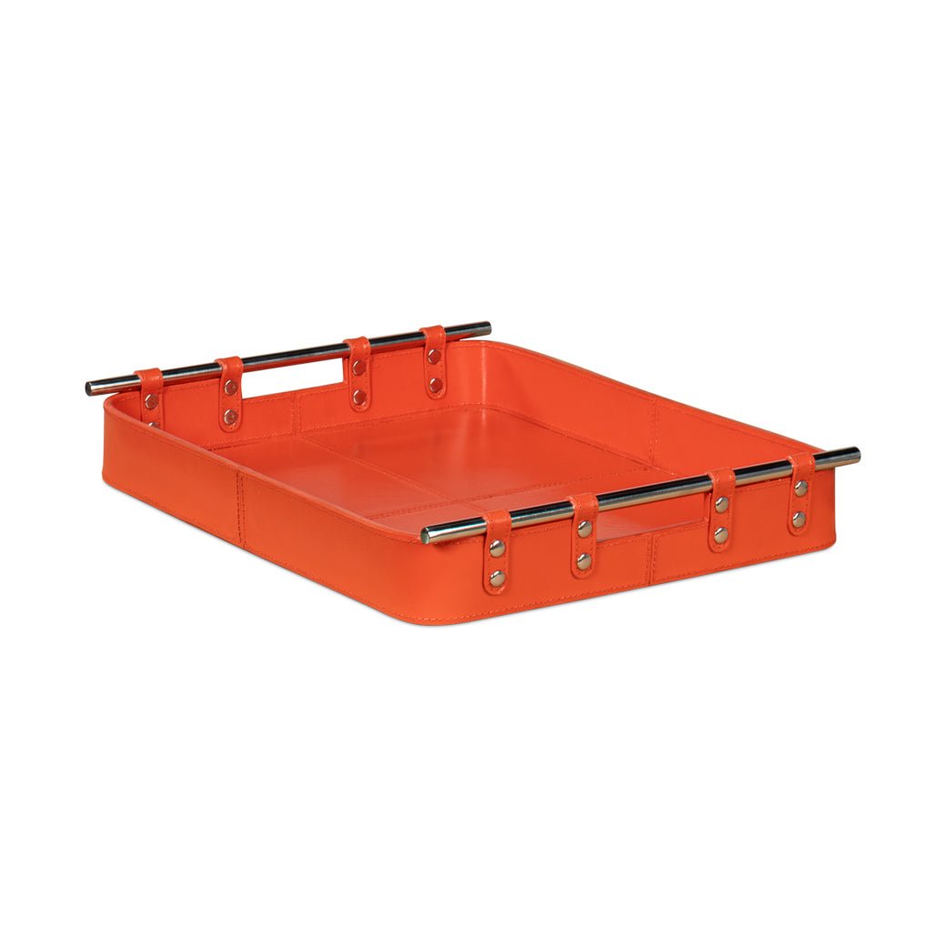 Orange Leather Tray - English Georgian America