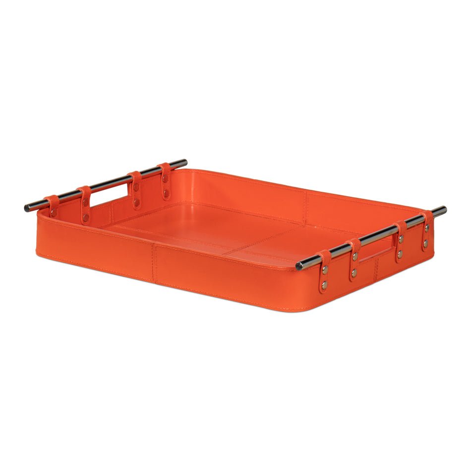 Orange Leather Tray - English Georgian America