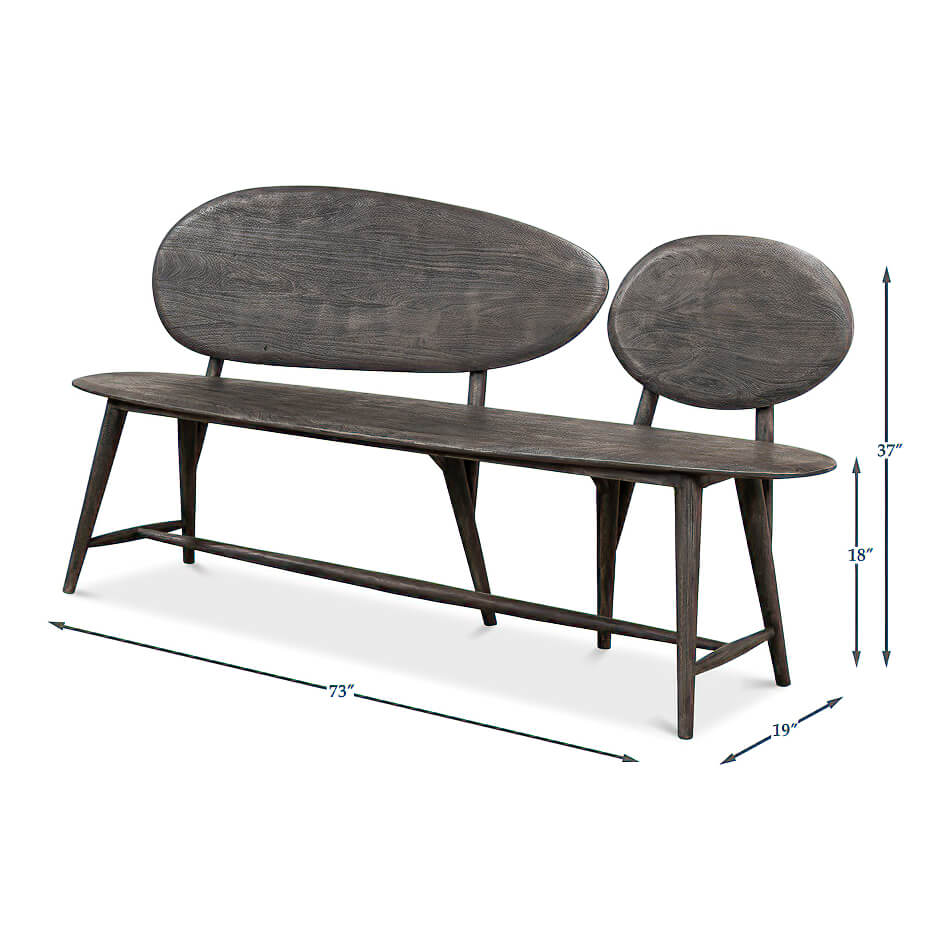Organic Modern Greyed Wood Bench - English Georgian America