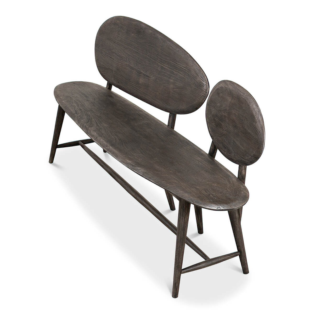 Organic Modern Greyed Wood Bench - English Georgian America