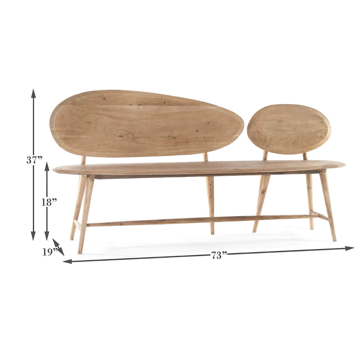 Organic Modern Natural Wood Bench - English Georgian America