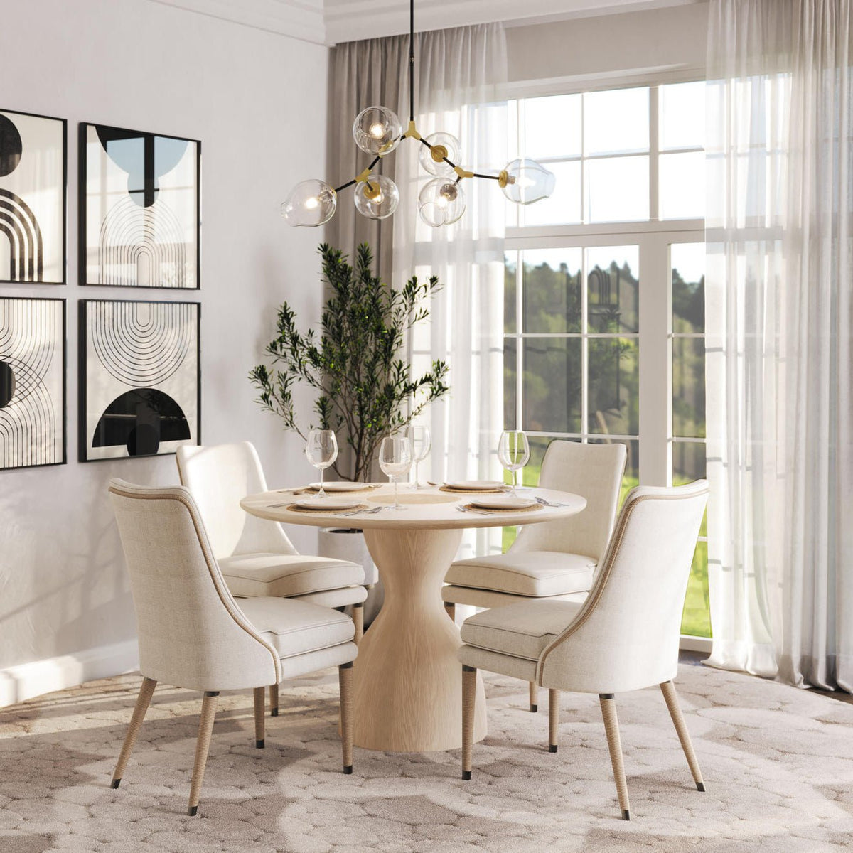 Organic Modern Oak Pedestal Dining Table - English Georgian America