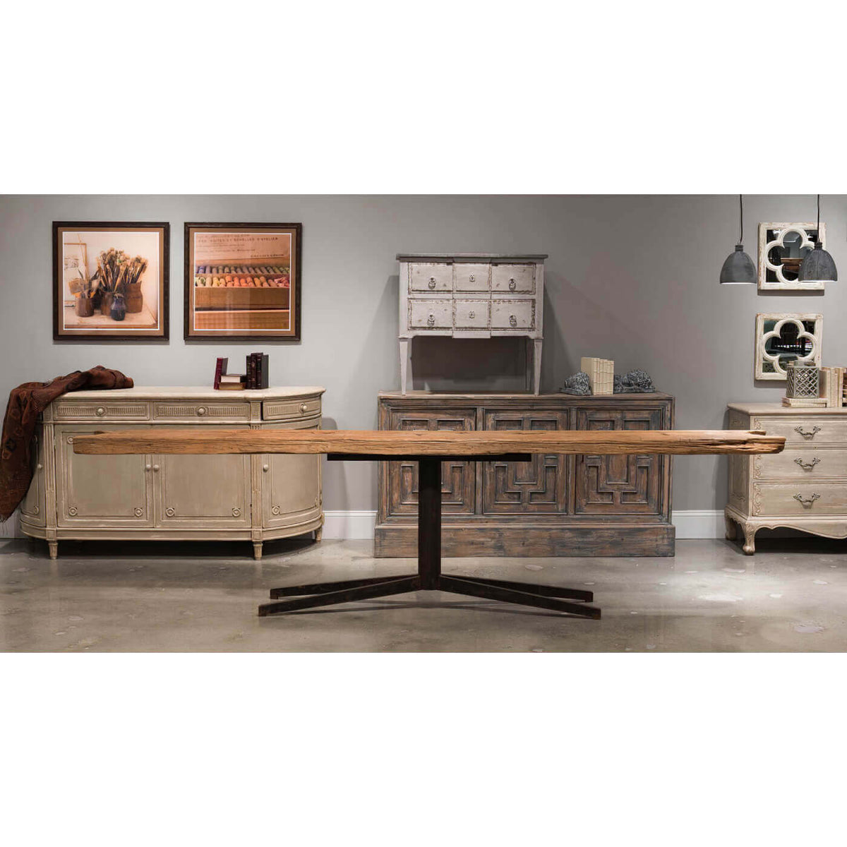 Organic Modern Plank Top Console Table - English Georgian America