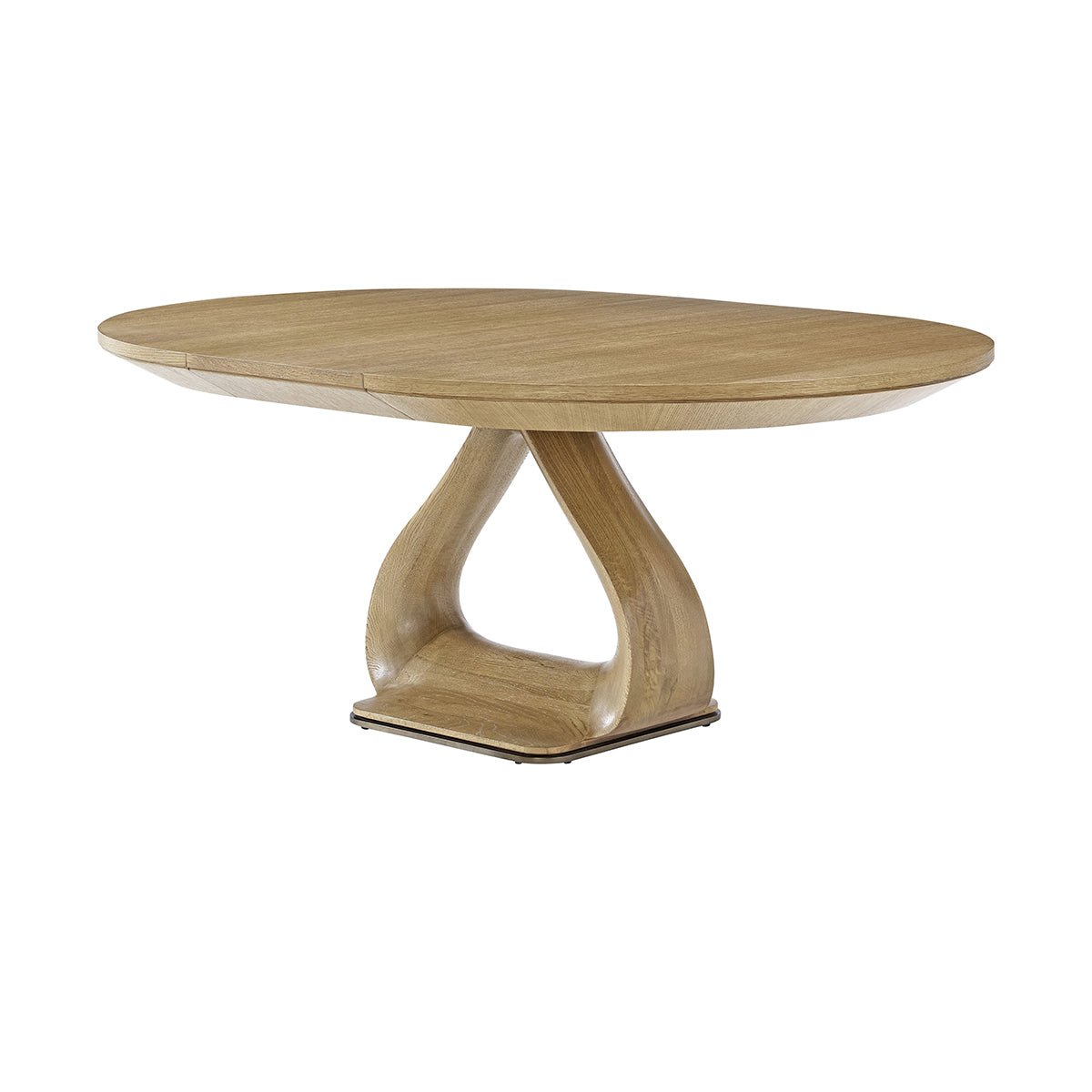 Organic Modern Round Oak Extending Dining Table - English Georgian America