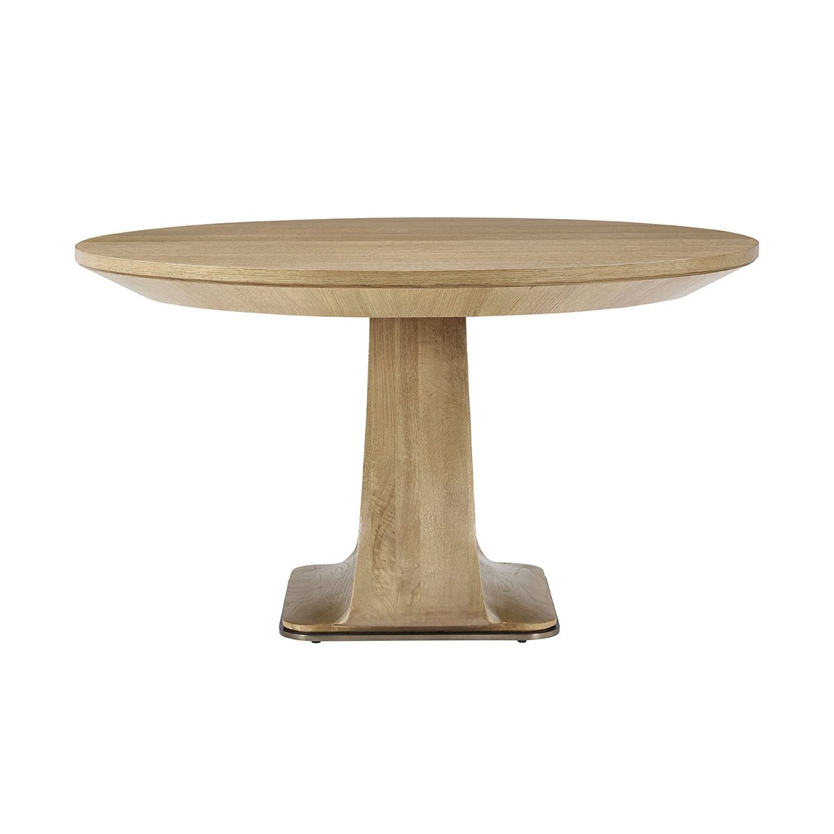 Organic Modern Round Oak Extending Dining Table - English Georgian America