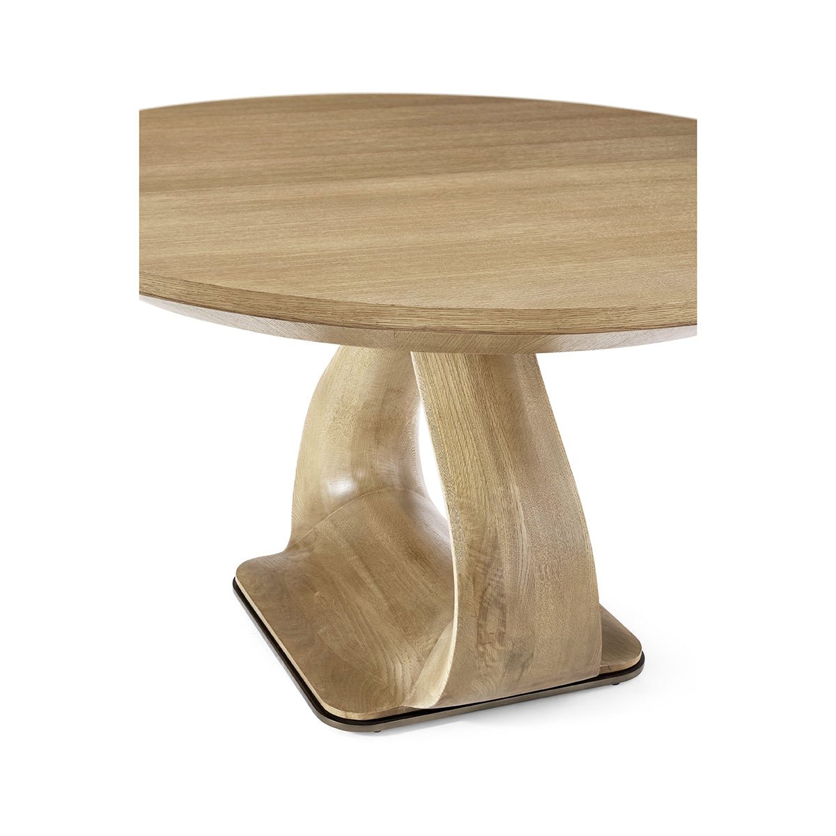 Organic Modern Round Oak Extending Dining Table - English Georgian America