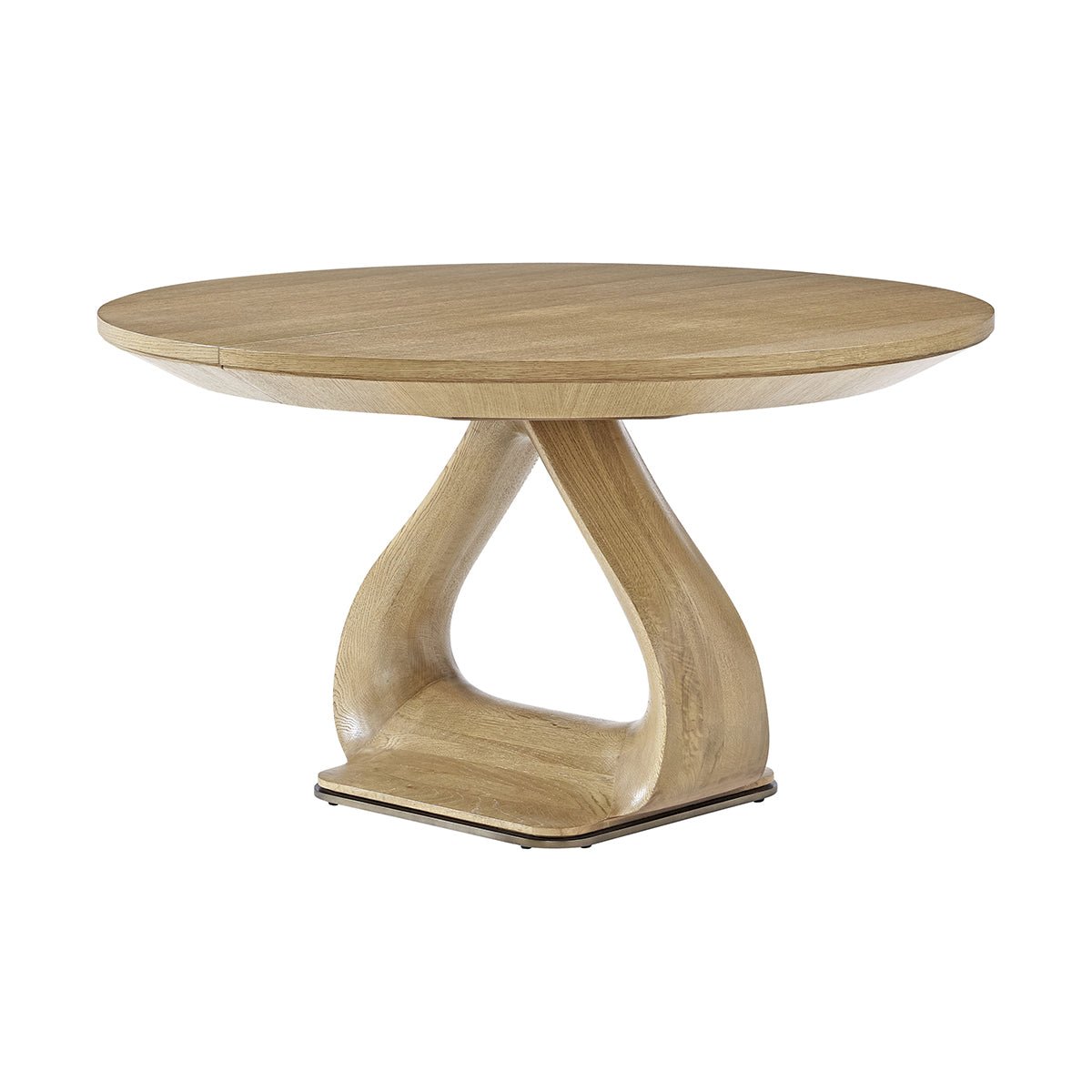 Organic Modern Round Oak Extending Dining Table - English Georgian America