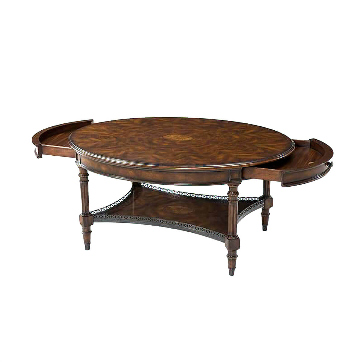 Oval Burl and Mahogany Coffee Table - English Georgian America
