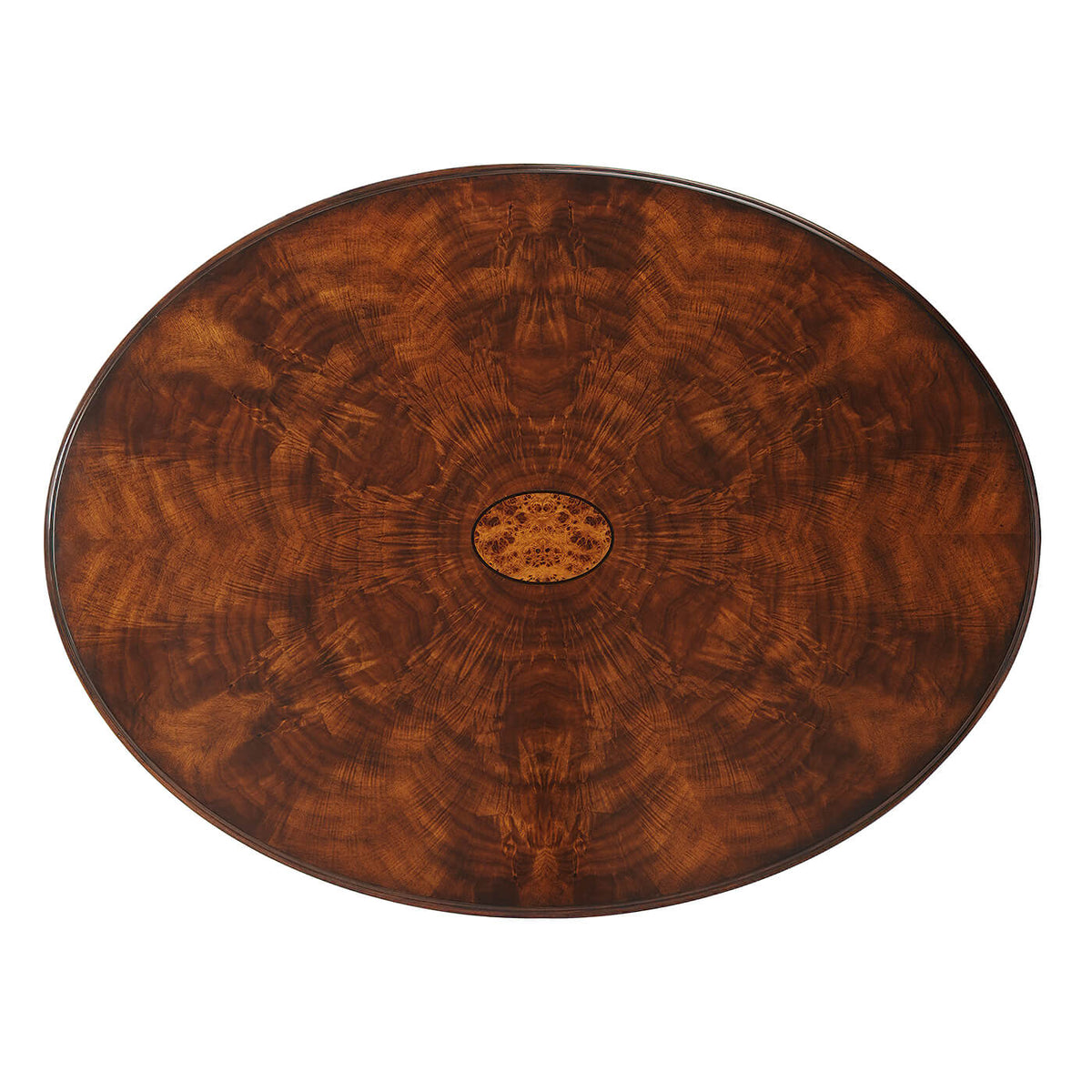Oval Burl and Mahogany Coffee Table - English Georgian America