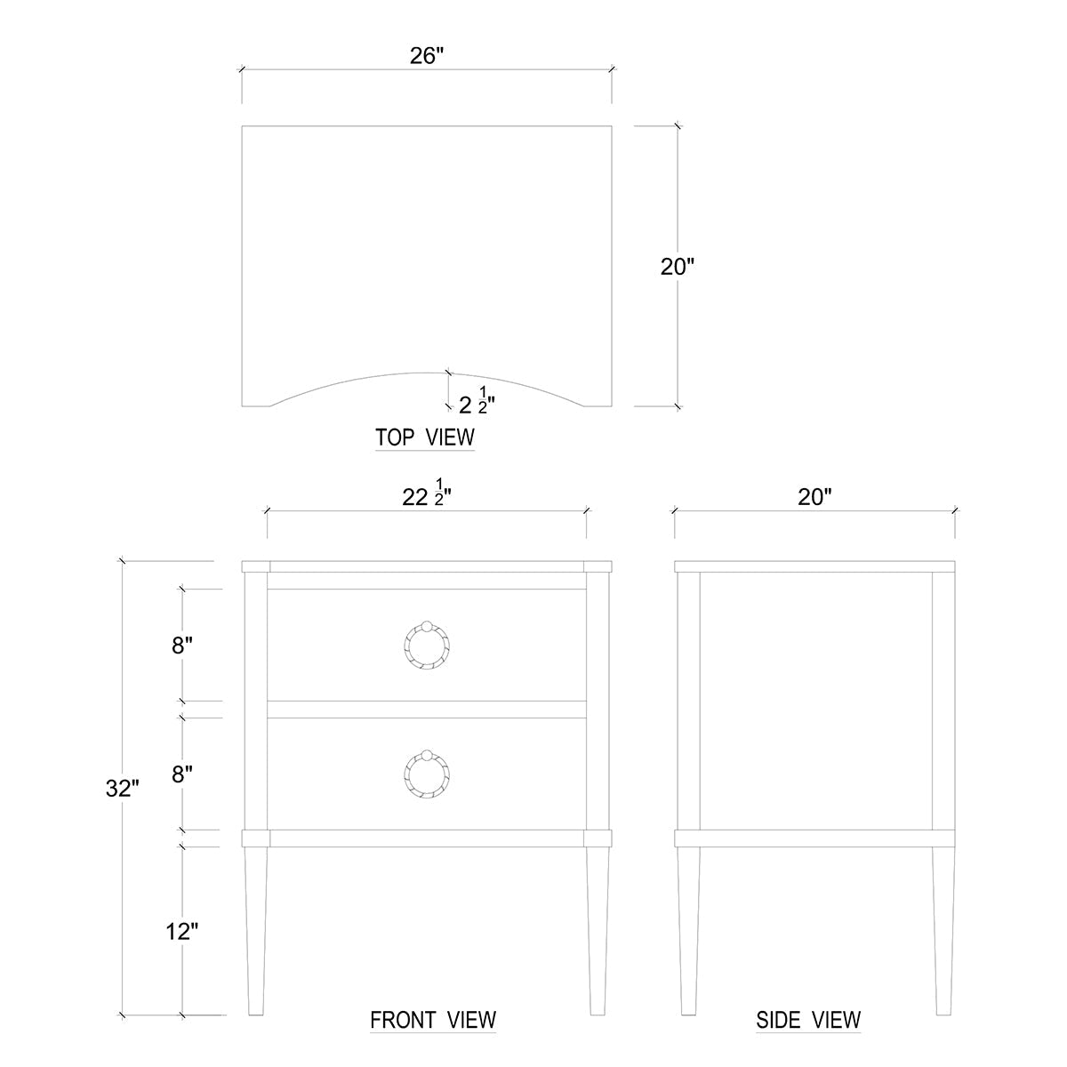 Painted White Neo Classic Incurved Nightstand - English Georgian America