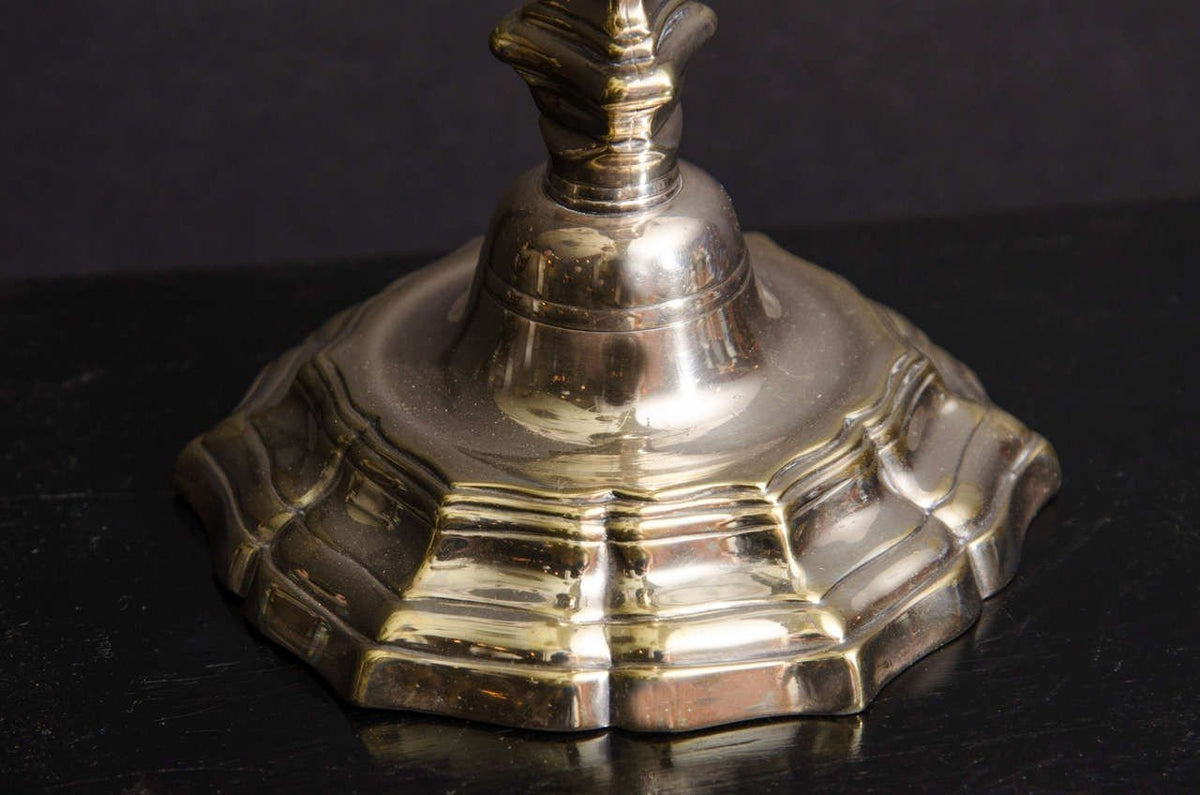 Pair Louis XIV Silvered Bronze Candlesticks - English Georgian America