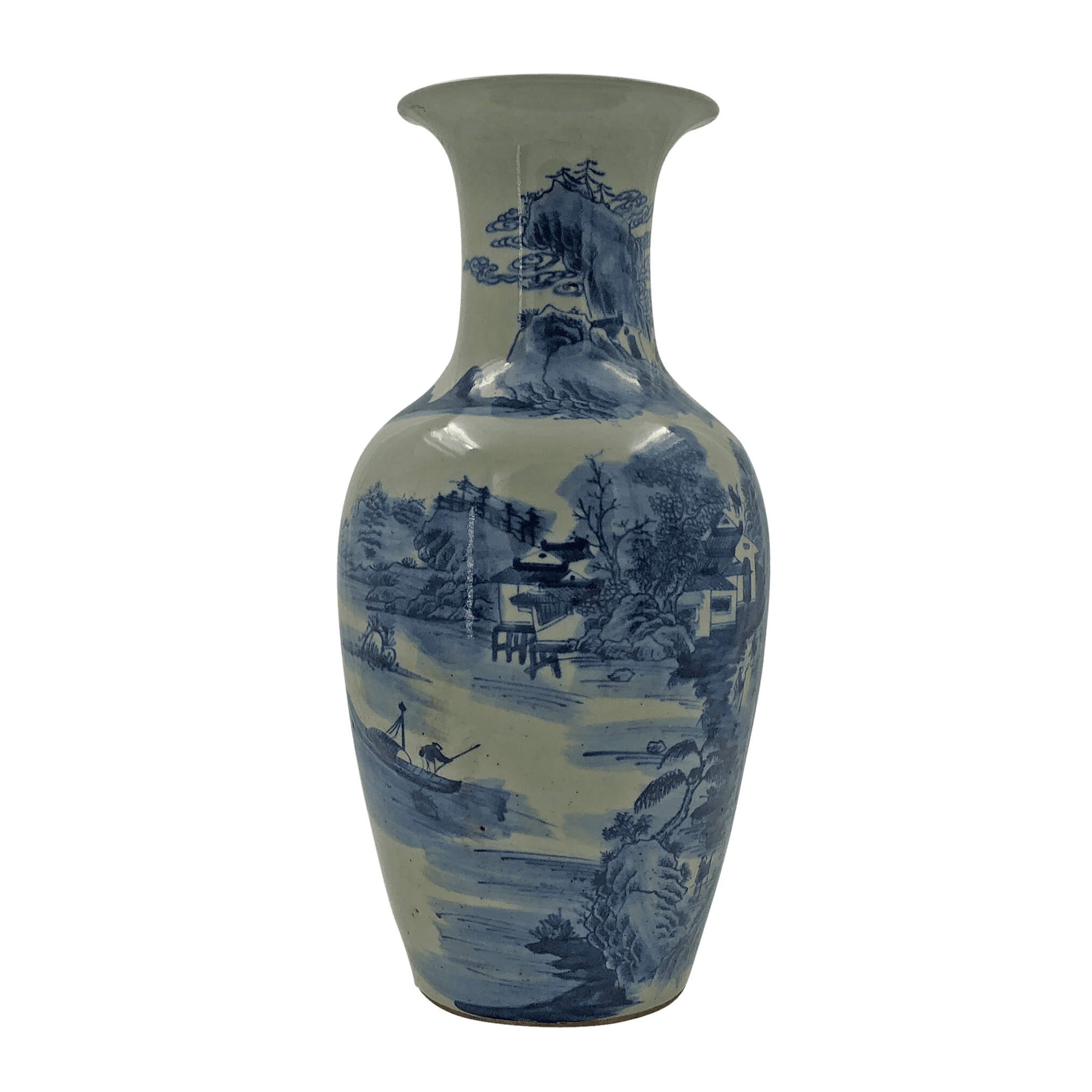 Pair of Chinese Blue and White Lake Vases - English Georgian America