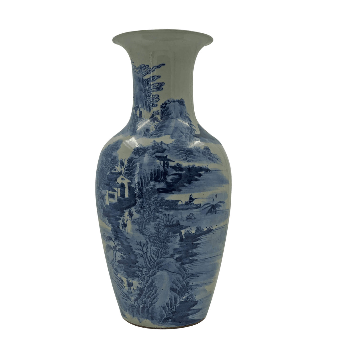 Pair of Chinese Blue and White Lake Vases - English Georgian America