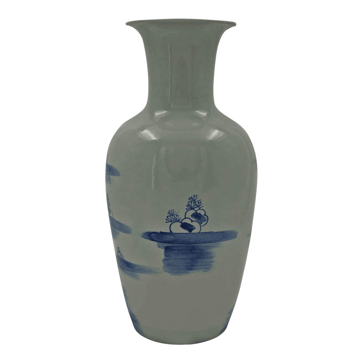 Pair of Chinese Blue and White River Vases - English Georgian America