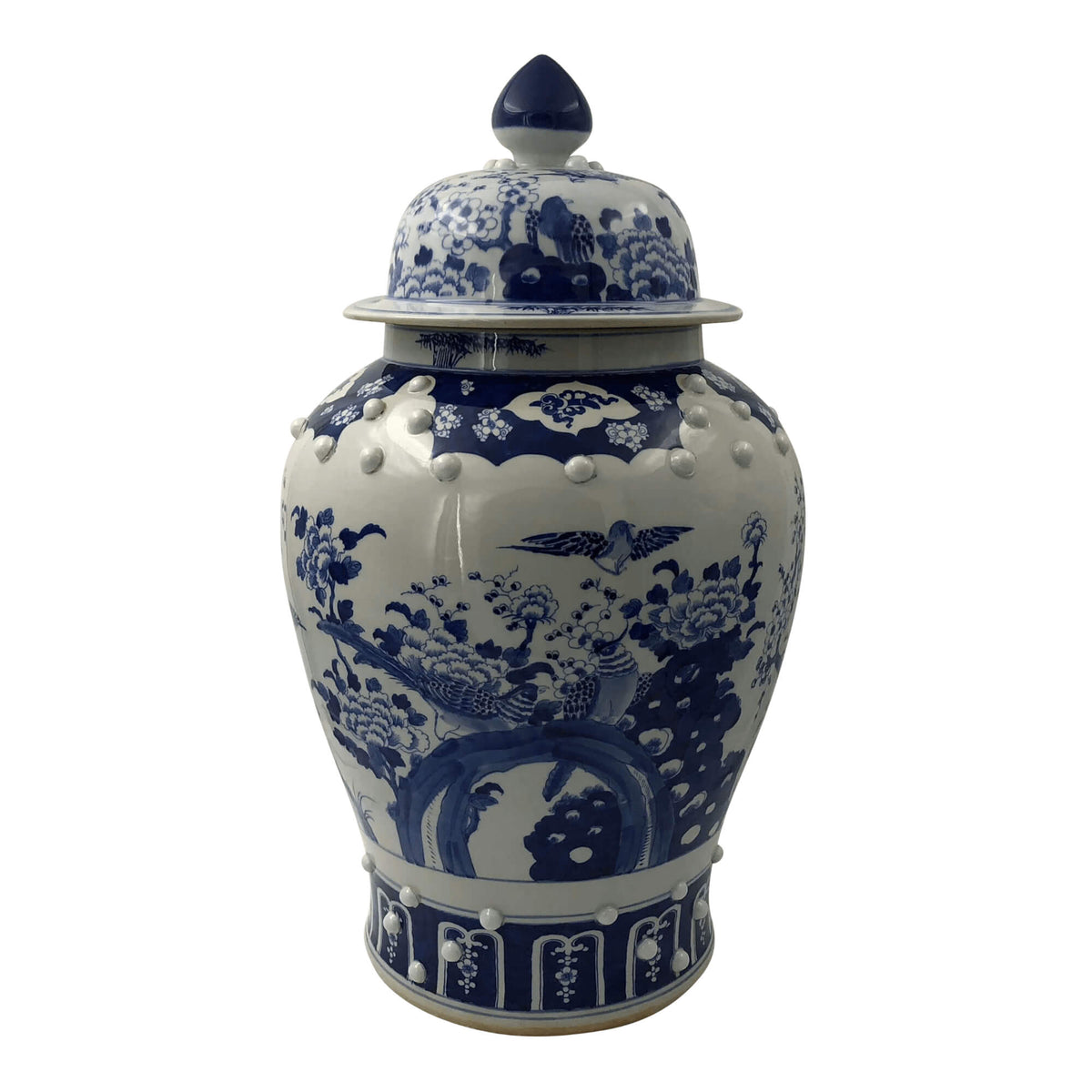 Pair of Chinese Blue and White Temple Jars - English Georgian America