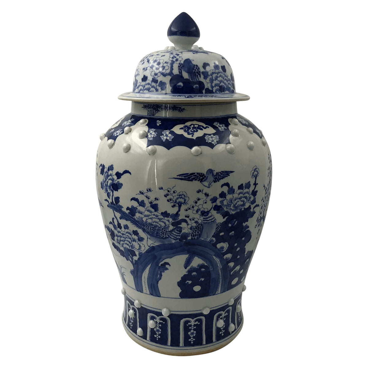 Pair of Chinese Blue and White Temple Jars - English Georgian America