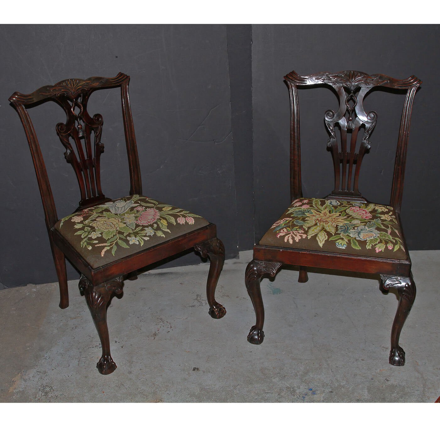 Pair of Chippendale Mahogany Side Chairs - English Georgian America