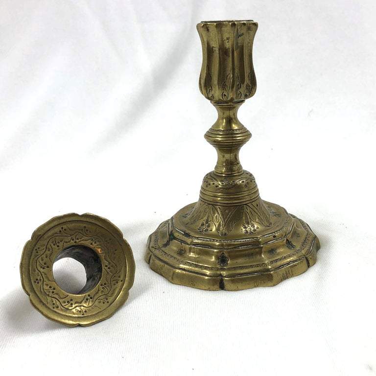 Pair of Early French Candlesticks - English Georgian America